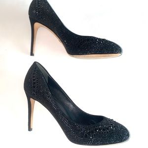 Gucci Black Crystal Stiletto Pumps, Sz 39.5/ US 9, Elegant, Great Condition.